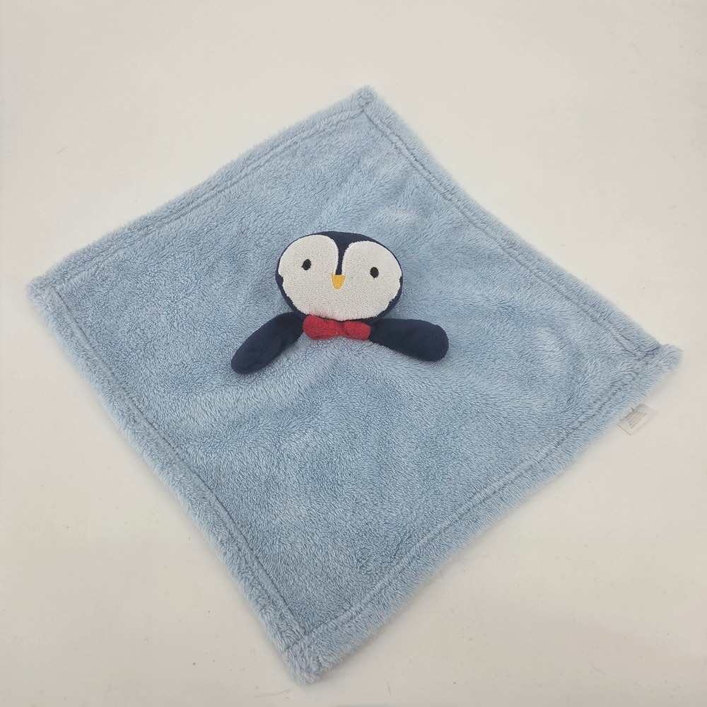 Baby Gear Blue Penguin Plush Security Blanket Lovey 15x15 Red Bow Tie Sherpa